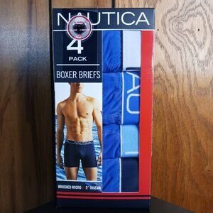 Nautica Mens Boxer Briefs Size Medium 4 Pack Brushed Micro Blue Underwear